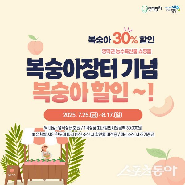 영덕의 대표 여름 특산물 ‘영덕 복숭아’ 특별 할인 판매 안내도. 사진제공 ㅣ 영덕군
