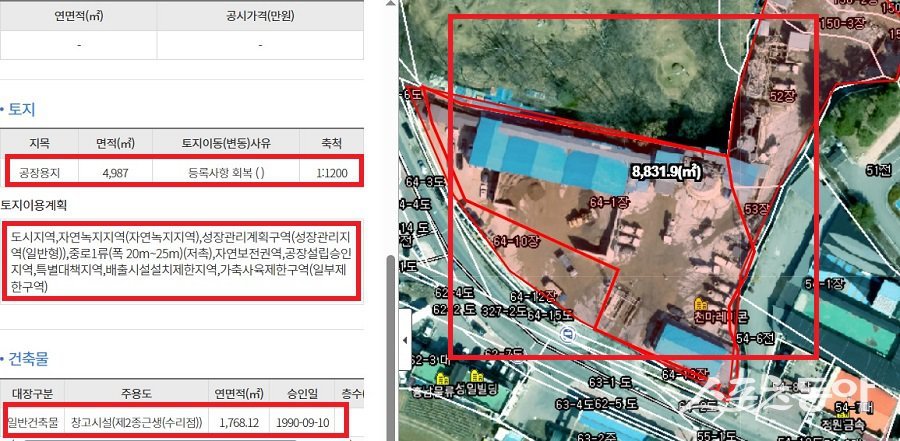 경기 광주시 중대동에서 ‘창고(2종근린생활시설, 수리점)’ 용도로 허가를 받은 건물이 실제로는 레미콘 공장으로 운영되고 있다는 의혹이 제기됐다. 사진제공｜경기도