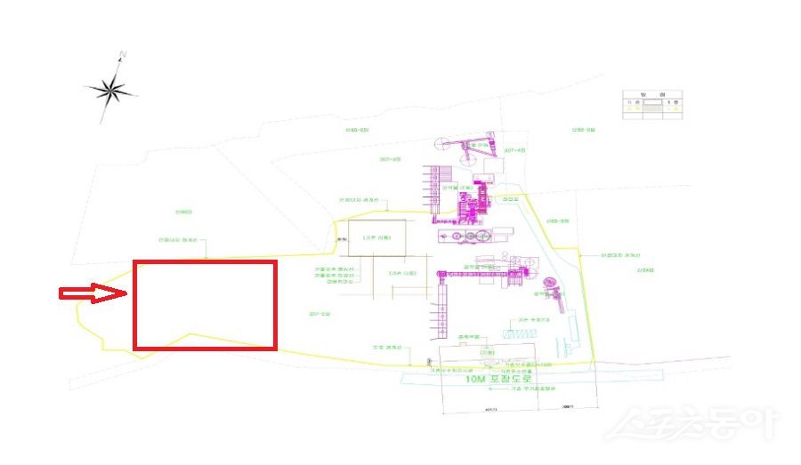 강원특별자치도 고성군 토성면 성천리 307-2번지 일대에서 공장을 운영 중인 K레미콘사 배치도. 사진제공｜공익 제보자