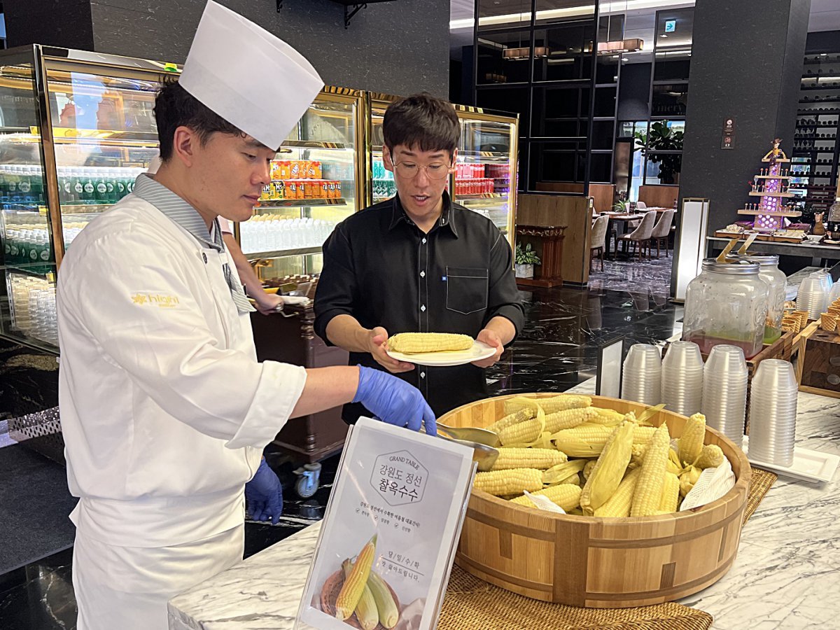 강원랜드 하이원리조트 식음업장에서는 내달 중순까지 정선 옥수수를 제공한다
