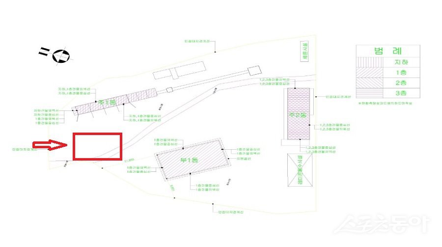 충북 단양군 가곡면 사평리 620-2번지 일대에서 공장을 운영 중인 Y레미콘사 배치도. 사진제공｜공익 제보자