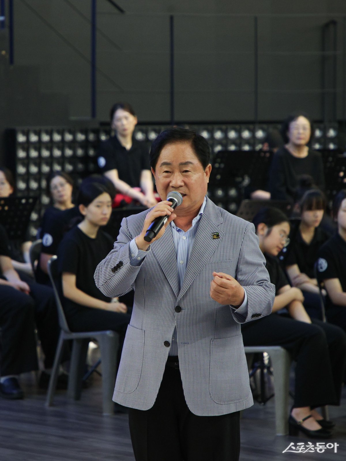 주광덕 시장은 29일 조안면에 정약용펀그라운드에서 인사말을 하고 있다. 사진제공ㅣ남양주시 