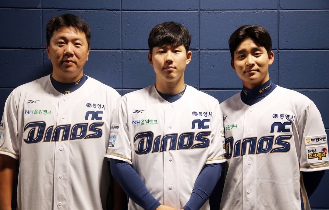 NC는 28일 KIA와 3대3 트레이드로 이우성-최원준-홍종표(왼쪽부터)를 영입해 라인업을 보강했다. 팀은 이들의 합류로 가을야구 진출을 바라본다. 사진제공｜NC 다이노스