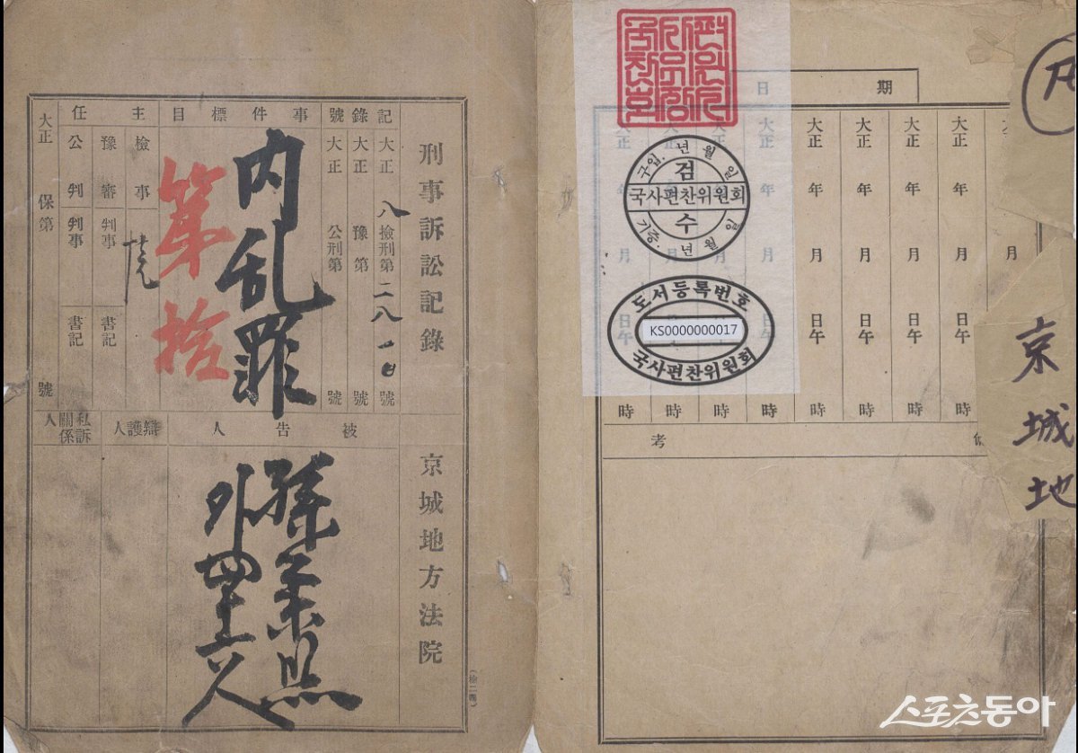 8월 5일에는 3.1운동, 일제는 왜 내란죄 적용을 포기했나를 주제로 학술대회가 열린다(손병희외46인 경성지방법윈 판결문). 사진제공｜안성시