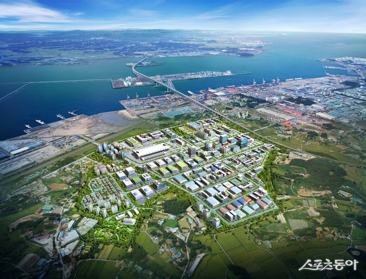 경기주택도시공사(GH)는 지난 8일 경기경제자유구역 평택포승(BIX)지구 내 산업시설용지 6필지를 공급한다(조감도). 사진제공|경기주택도시공사