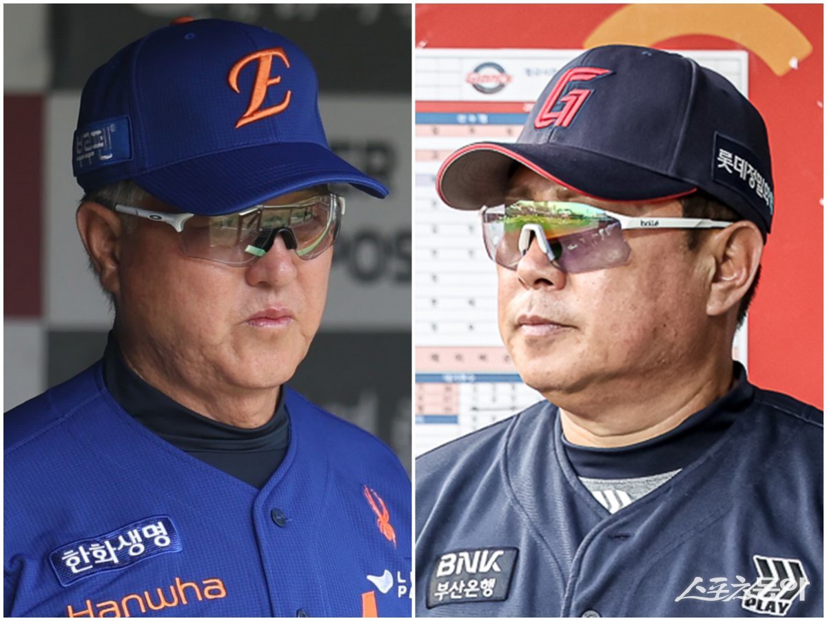 한화와 롯데가 12일부터 3일간 대전한화생명볼파크에서 맞대결을 벌인다. 선두 탈환을 노리는 2위 한화와 3위 이상을 원하는 롯데에는 이번 대결이 무척 중요하다. 김경문 한화 감독(왼쪽)과 김태형 롯데 감독. 사진제공|한화 이글스·롯데 자이언츠