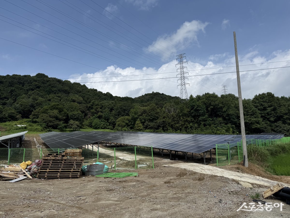 지난 5일 전남 담양군 대성리 소재 태양광 개발사업 현장. 사진제공=양은주 기자