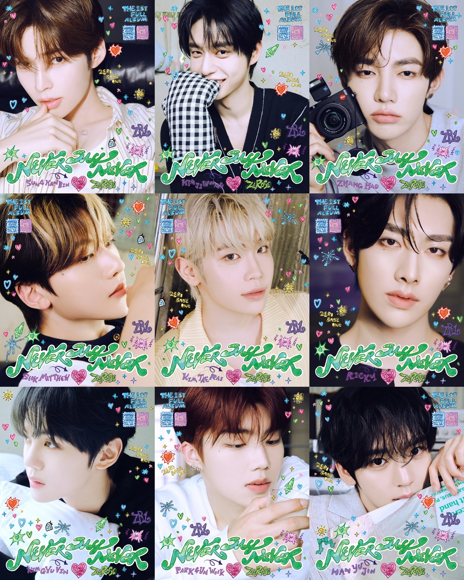 제로베이스원이 정규 1집 ‘네버 세이 네버’ 디지팩 버전 콘셉트 포토를 공개, 아기자기한 ‘다꾸’ 콘셉트와 팬 사랑 메시지로 컴백 기대감을 높였다. 사진제공|웨이크원