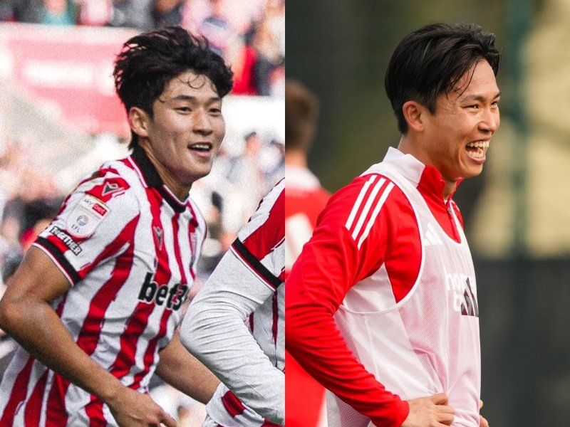 스토크시티 배준호(왼쪽)가 17일(한국시간) 끝난 셰필드 웬즈데이와 원정경기에서 시즌 첫 도움을 기록했다. 올 시즌 우니온 베를린으로 완전 이적한 정우영은 새 시즌 첫 경기인 16일 귀터슬로와 원정경기에서 첫 골을 뽑으며 존재감을 발휘했다. 사진출처|스토크시티·우니온 베를린 페이스북