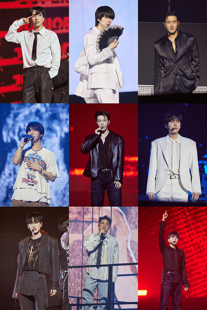 슈퍼주니어가 데뷔 20주년 기념 월드 투어 ‘SUPER SHOW 10’ 서울 공연을 성황리에 마쳤다. 슈퍼주니어 아홉 멤버들은 탄탄한 라이브 실려과 압도적 무대 매너로 여전히 현재진행형 ‘레전드’임을 증명했다. 사진제공 | SM 엔터테인먼트