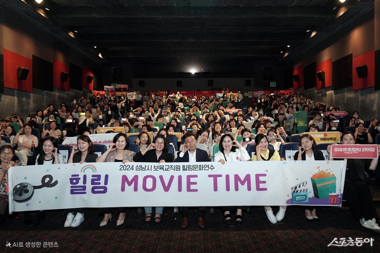 지난해 5월 야탑동 영화관에서 진행된 성남시 보육교직원 문화연수 프로그램 자료(앞줄 오른쪽 다섯번째 신상진 시장) 사진제공ㅣ성남시