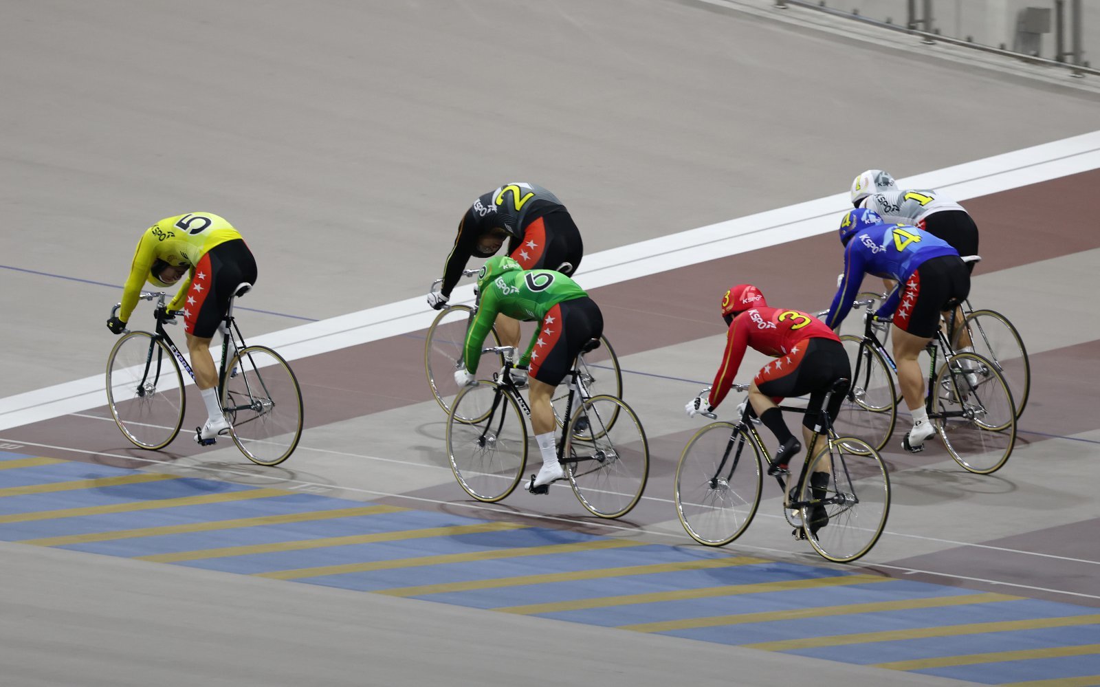 광명스피돔에서 결승선을 향해 달려가고 있는 특선급 선수들. 사진제공 | 국민체육진흥공단
