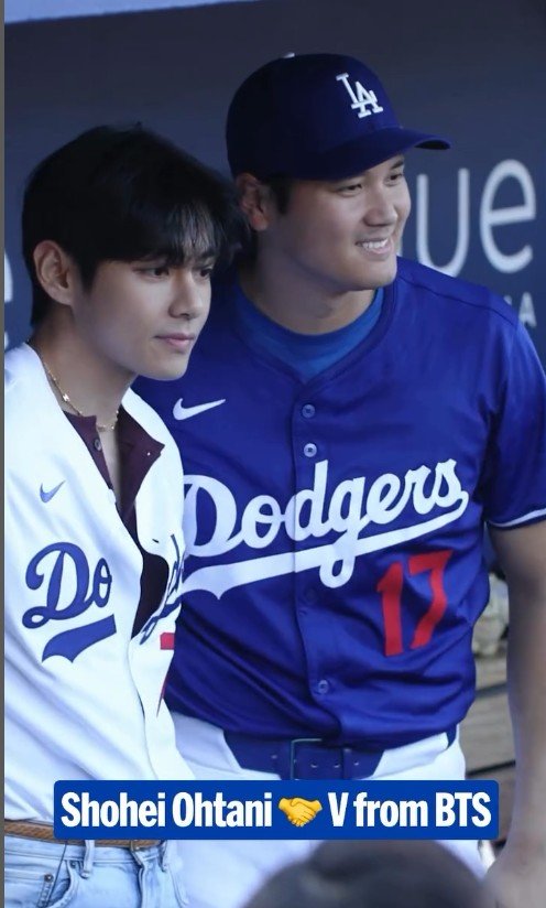 방탄소년단 뷔-오타니 쇼헤이. 사진=메이저리그 공식 SNS