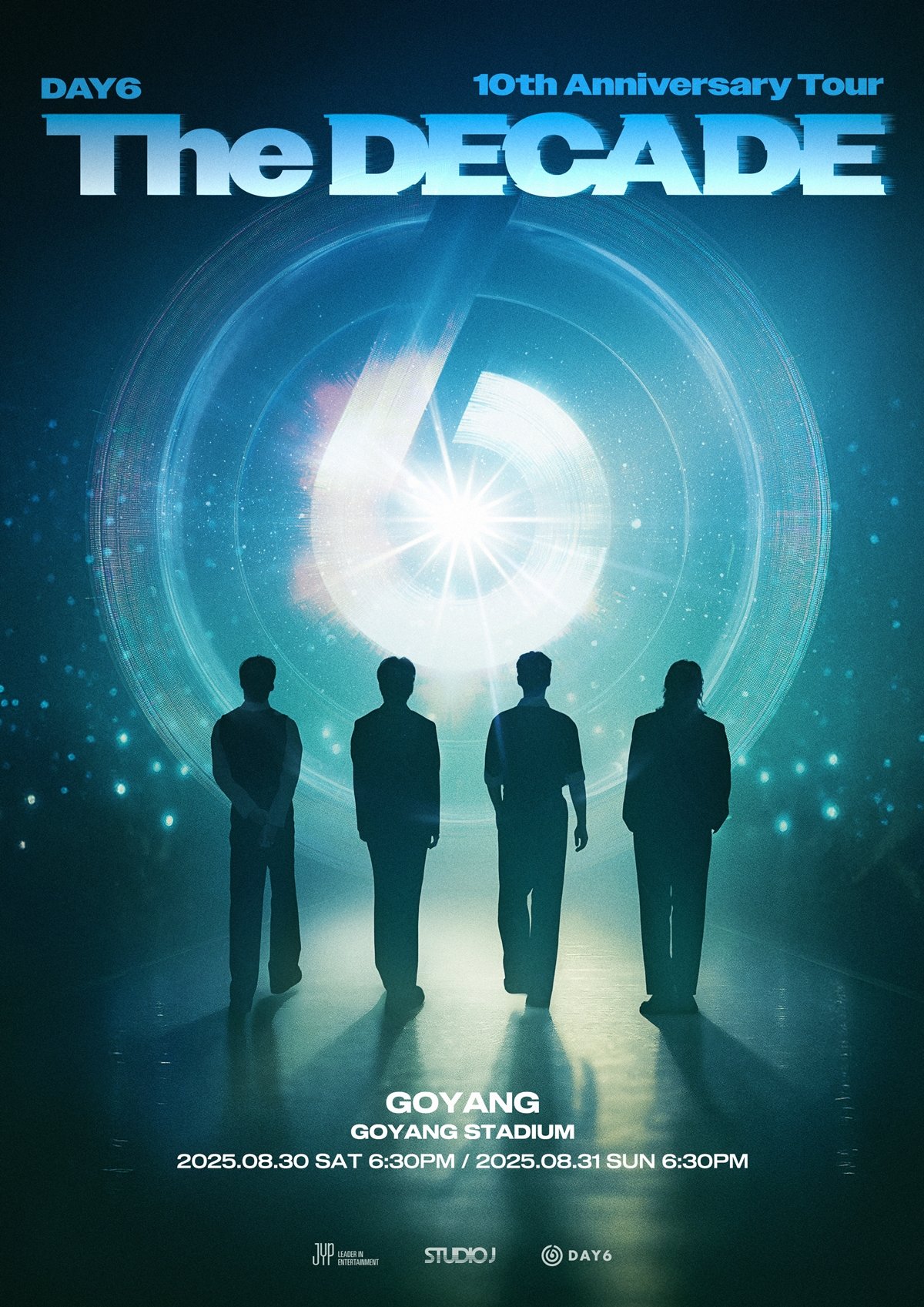 DAY6가 데뷔 10주년을 맞아 K팝 밴드 최초로 고양종합운동장에 입성, 단독 콘서트를 연다. 전석 매진 속 신곡 무대 최초 공개와 함께 10년의 성장 서사를 팬들과 함께한다. 사진제공|JYP엔터테인먼트