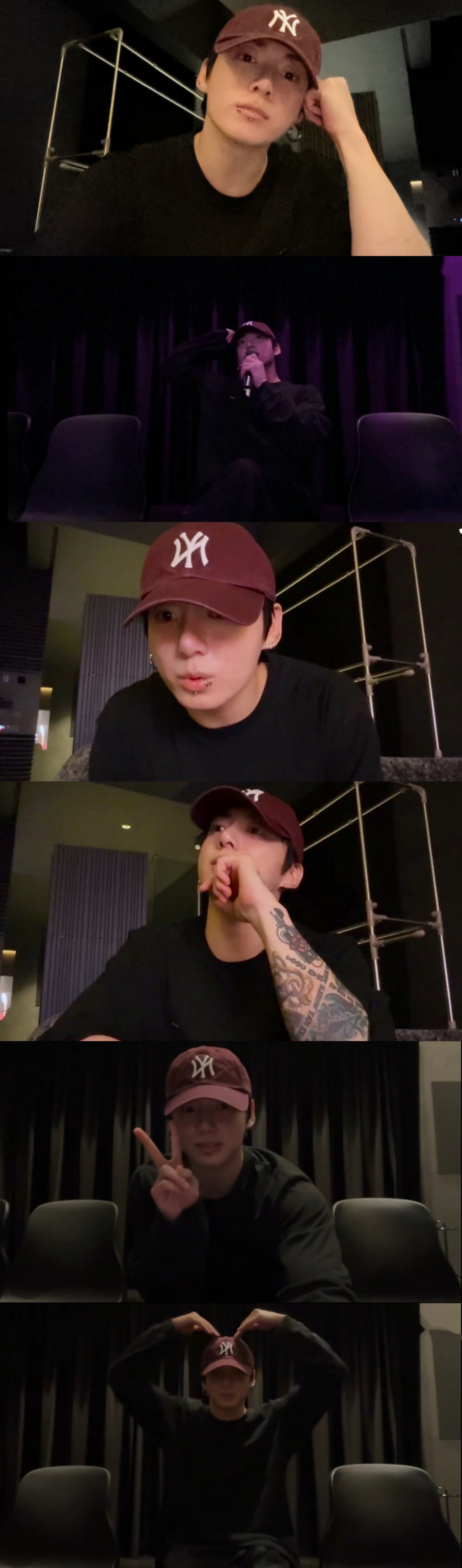 팬 커뮤니티 위버스를 통해 라이브 방송을 하고 있는 정국