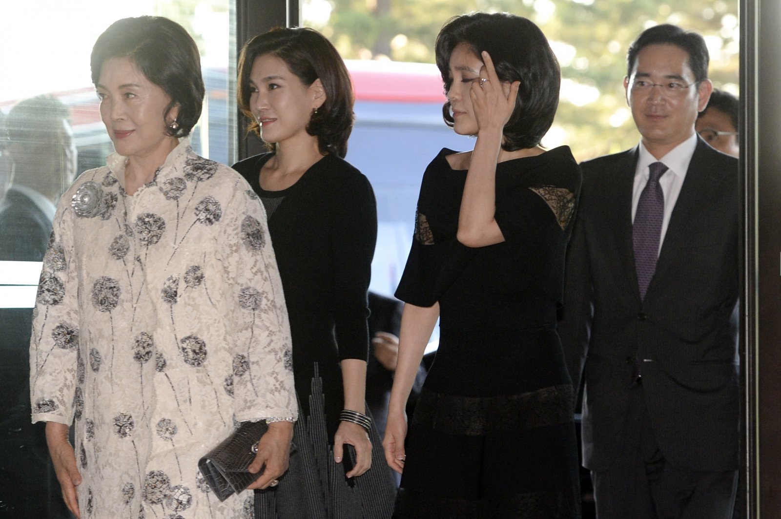 왼쪽부터 홍라희 리움미술관 명예관장, 이서현 삼성물산 전략기획담당 사장, 이부진 호텔신라 사장, 이재용 삼성전자 회장. 2015년 신라호텔에서 열린 호암상 축하만찬에 참석하고 있는 사진이다. 뉴시스