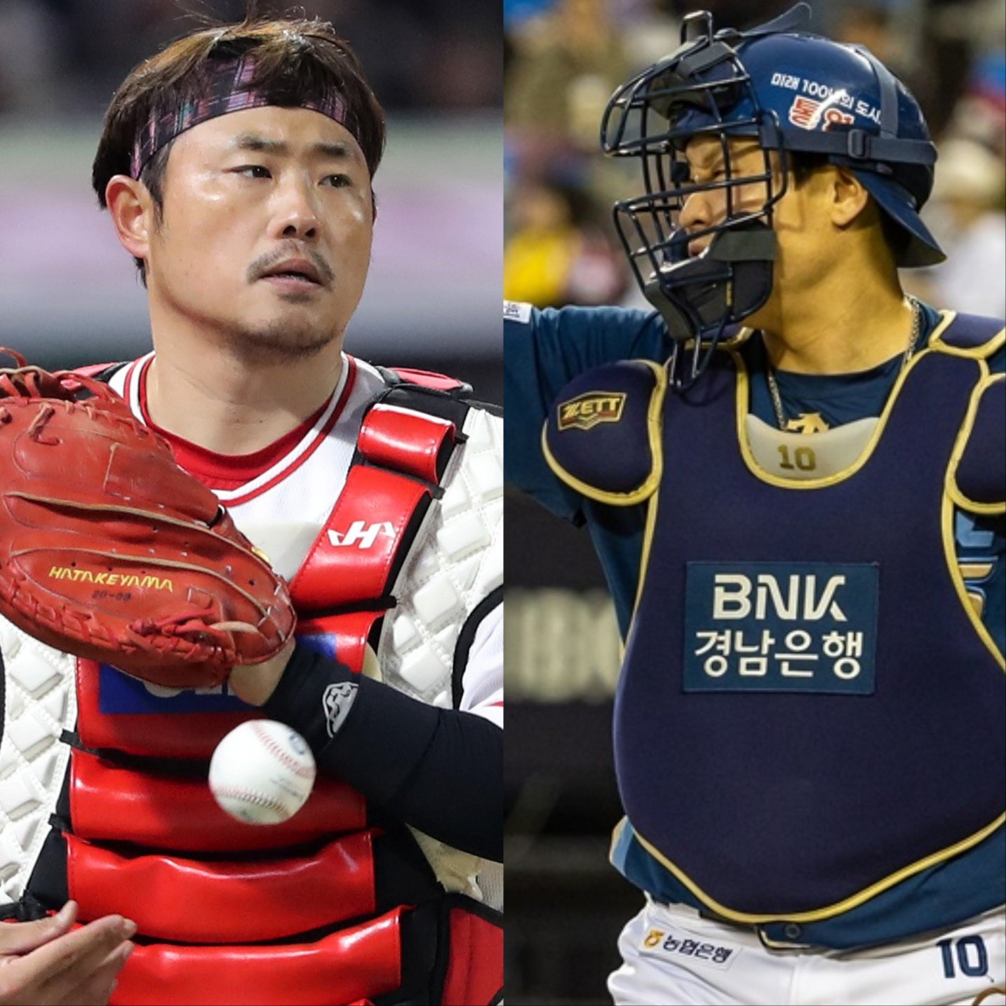 베테랑 포수 SSG 이지영(왼쪽)과 NC 박세혁. 이들은 한때 주전 포수였지만, 후배들에게 자리를 내주며 그 뒤를 지키고 있다. 사진제공|SSG 랜더스, NC 다이노스