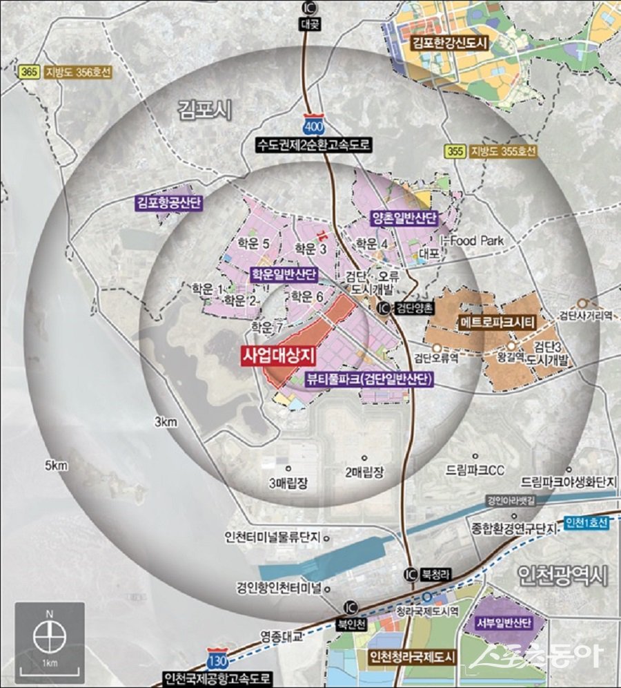 iH(인천도시공사)는 인천 서구 강소연구개발특구 생산거점지구인 검단2일반산업단지 특구개발사업 실시계획이 인천시로부터 9월 5일 승인·고시됐다고 밝혔다(위치도). 사진제공|인천도시공사