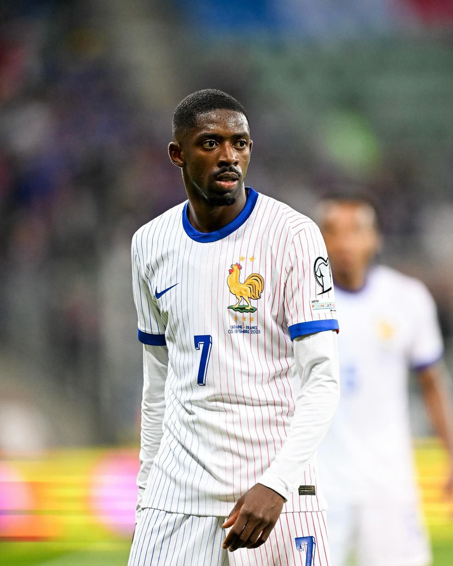 프랑스대표팀에 차출됐던 PSG 측면 공격수 우스만 뎀벨레가 6일(한국시간) 폴란드 브로츠와프에서 열린 우크라이나와 2026북중미월드컵 유럽지역 예선 1차전 도중 햄스트링 부상으로 최소 6주 이상의 장기 이탈이 불가피해졌다. 사진출처|PSG 페이스북