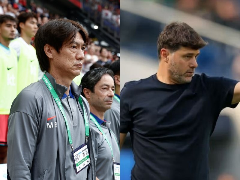 ,마우리시오 포체티노 미국 감독(오른쪽)은 7일(한국시간) 미국 뉴저지주 해리슨의 스포츠일러스트레이티드 스타디움에서 열린 한국과의 평가전에서 홍명보 감독에게 0-2 완패했다. 공격 전개부터 수비 조직력까지 모두 무너졌다. 한국에 무기력하게 무릎을 꿇자, 현지 여론은 곧바로 포체티노 감독을 향한 거센 비판으로 이어졌다. 대한축구협회·미국축구대표팀 홈페이지