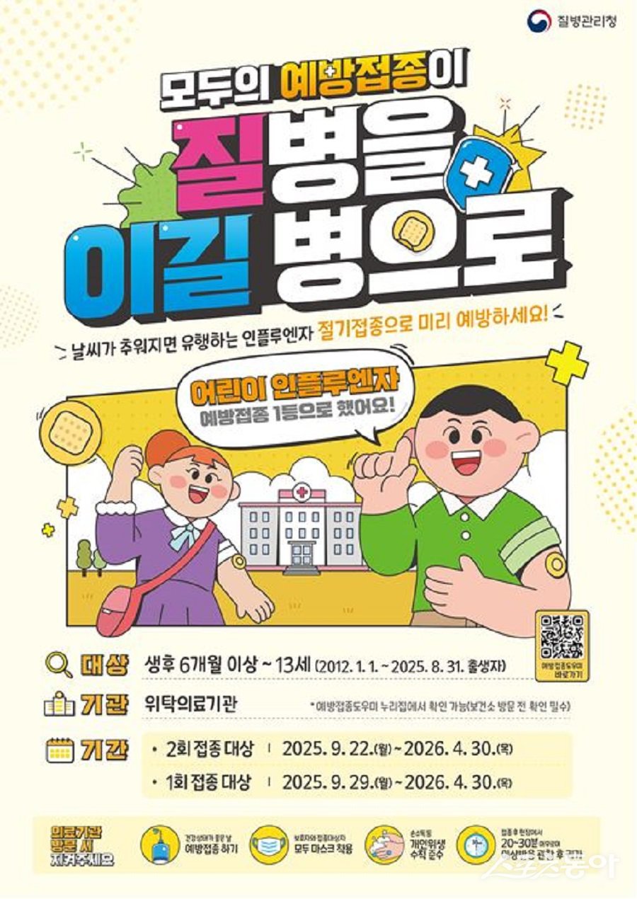 김포시, 어린이 인플루엔자 접종 안내 포스터. 사진제공|김포시청