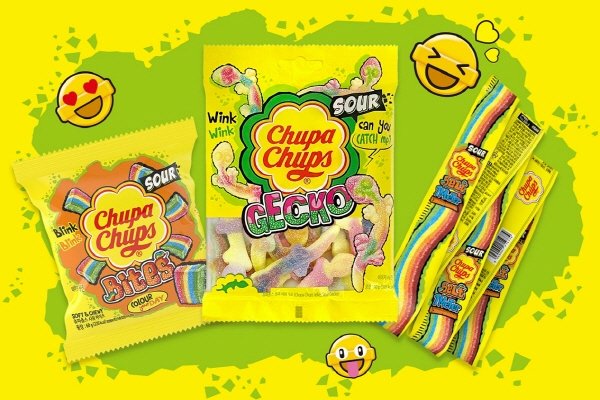 츄파춥스 사워 젤리 3종 ‘사워 바이츠’, ‘사워 게코’, ‘사워벨트 1M’(왼쪽부터). 사진제공ㅣ페르페티 반 멜