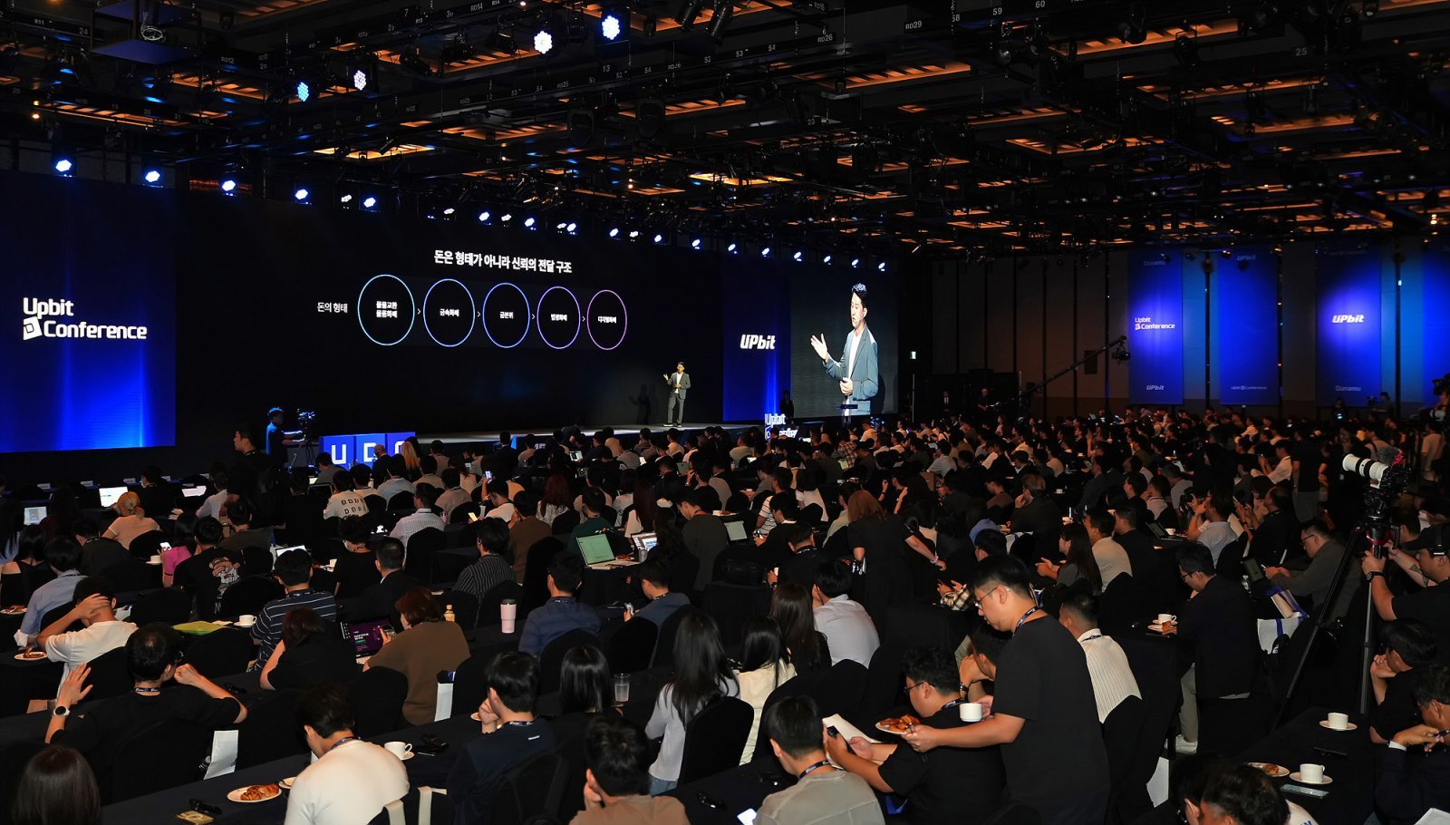 ‘업비트 D 컨퍼런스(UDC) 2025’ 오프닝 스테이지 연사로 나선 오경석 두나무 대표. 사진제공|두나무