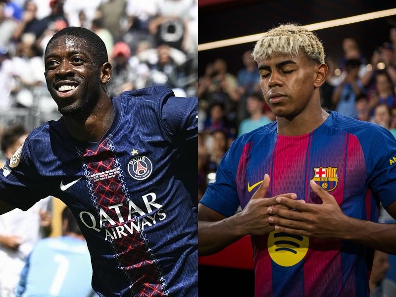 파리 생제르맹(PSG)의 우스만 뎀벨레와 FC바르셀로나의 라민 야말이 2025 발롱도르의 유력 후보로 좁혀지고 있다. 사진출처|PSG·FC바르셀로나 페이스북