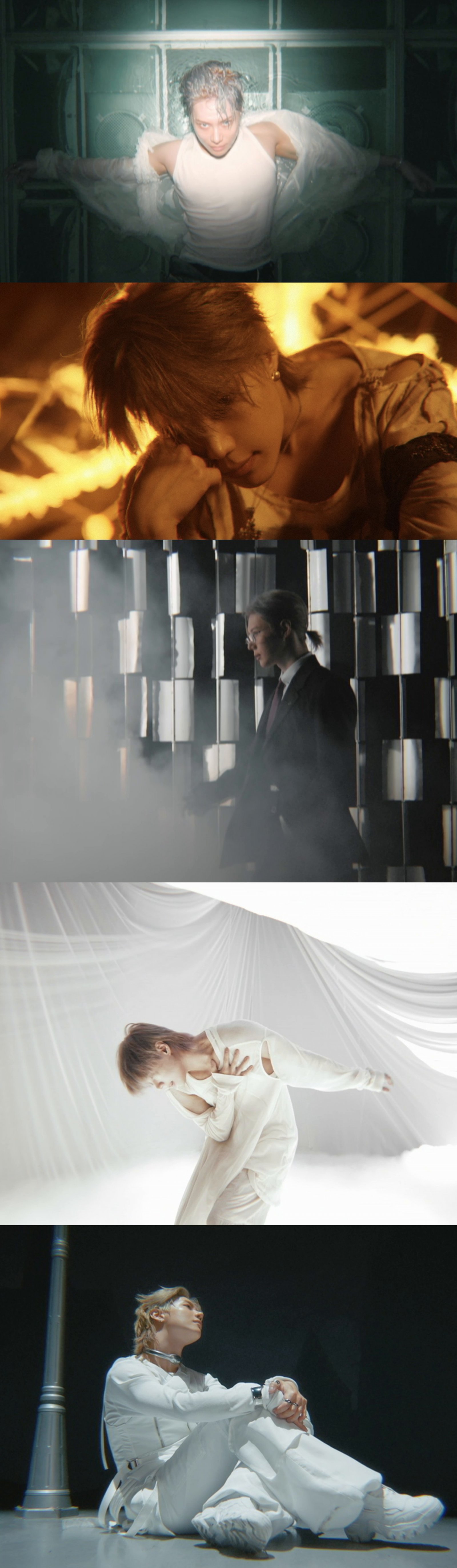 샤이니 태민이 스페셜 디지털 싱글 ‘Veil’ 뮤직비디오를 공개하며 물,불,빛을 넘나드는 다채로운 퍼포먼스로 예술적 스펙트럼을 드러냈다. 그는 현재 일본 아레나 투어 ‘Veil’을 통해 무대를 이어가고 있다. 사진제공|빅플래닛메이드엔터