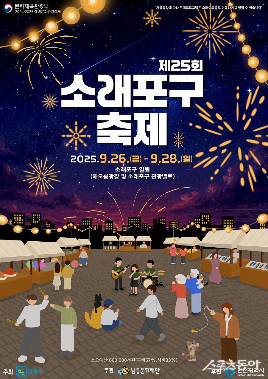 인천 남동구, 제25회 소래포구 축제에 축제장 내 먹거리 정보 사전 공개 포스터. 사진제공｜인천 남동구청
