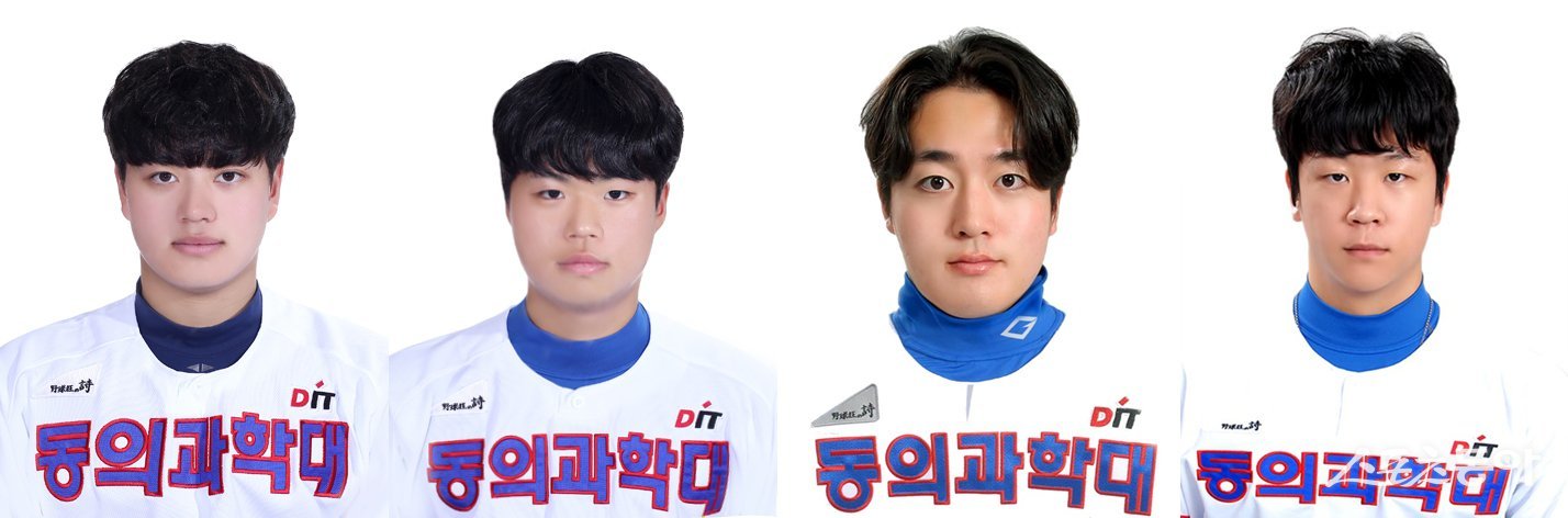 왼쪽부터 엄지민(두산 베어스), 이희성(두산 베어스), 홍서연(롯데 자이언츠), 안치호(두산 베어스). (사진제공=동의과학대)