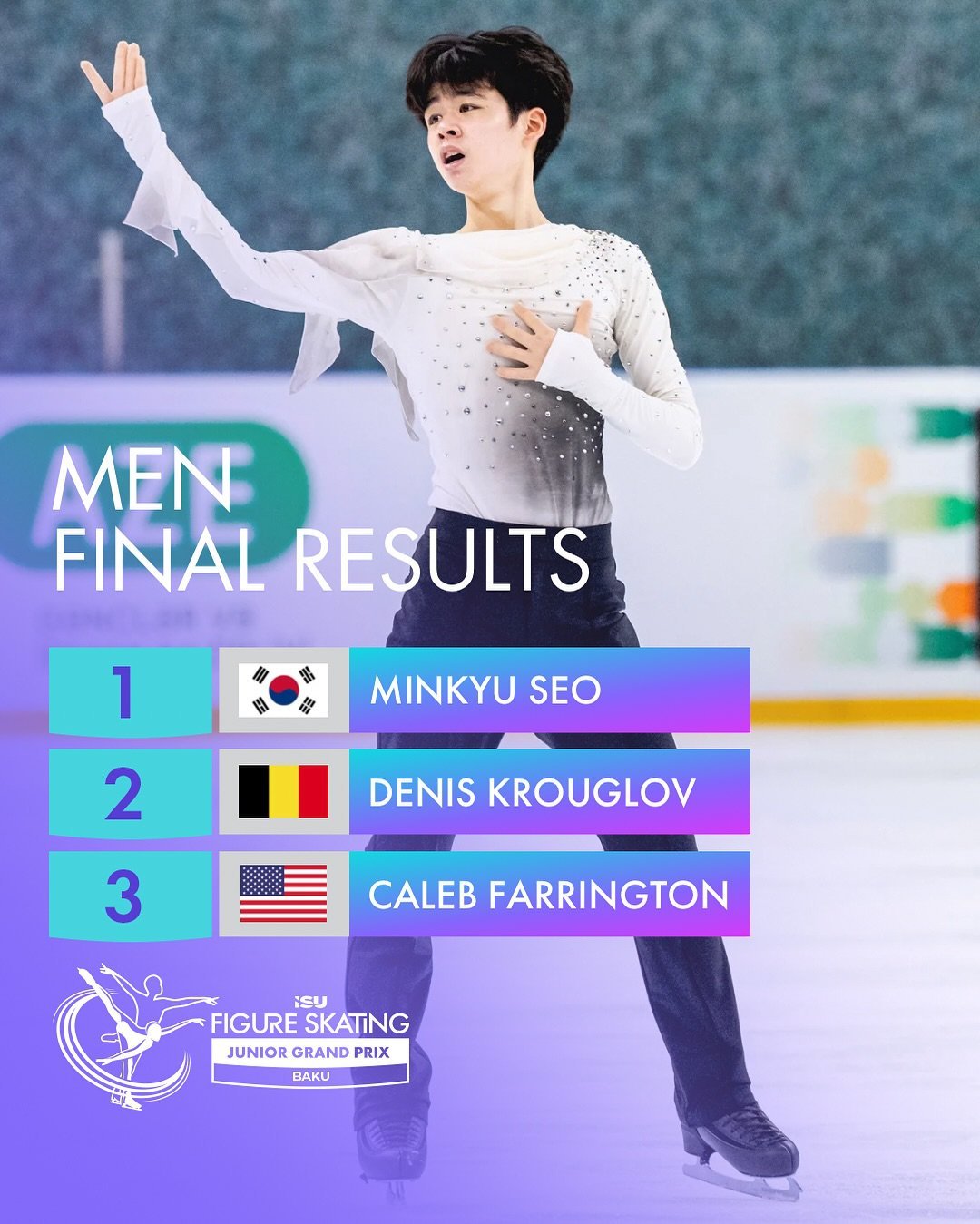 서민규가 아제르바이잔 바쿠에서 열린 ‘2025~2026 ISU 피겨스케이팅 주니어 그랑프리 5차 대회’ 남자 싱글에서 금메달을 차지했다. 이번 시즌에만 2개의 금메달을 따낸 서민규는 2년 연속 주니어 그랑프리 파이널에 진출했다. 사진제공ㅣISU