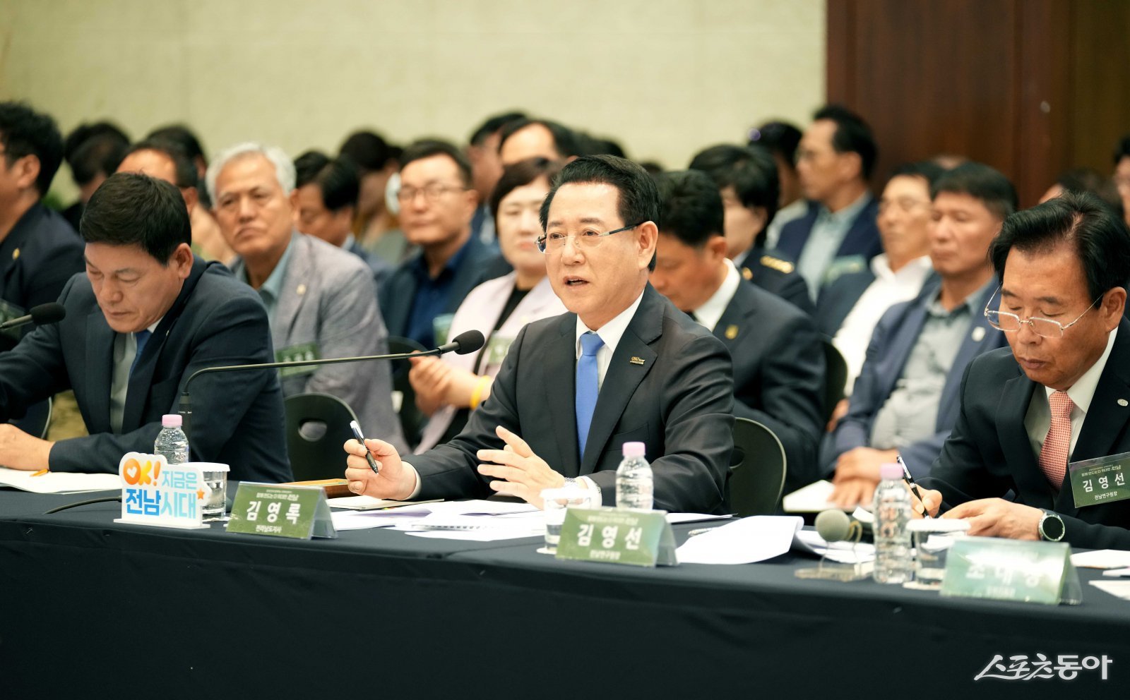 김영록 전라남도지사가 지난 9월 30일 담양군 담양리조트에서 열린 ‘담양군 정책비전 투어’행사에 참석해 인사말을 하고 있다. 사진제공=전남도