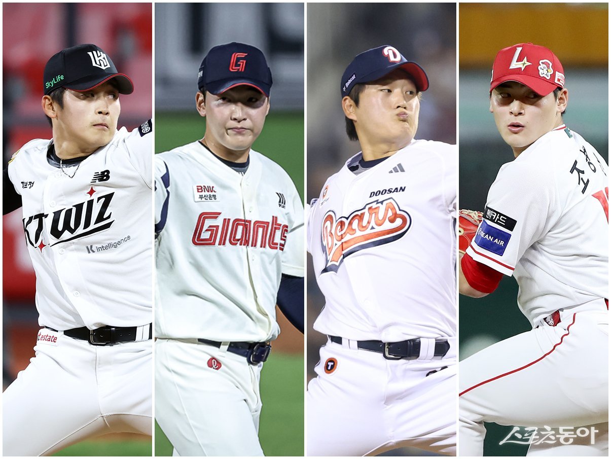 한국야구의 전설적인 마무리 오승환처럼 ‘돌직구’로 KBO리그를 평정할 투수가 다시 나타날지 궁금하다. KT 박영현, 롯데 최준용, 두산 김택연, SSG 조병현(왼쪽부터). 사진제공｜KT 위즈·롯데 자이언츠·두산 베어스·SSG 랜더스