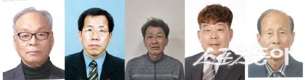 2025 예천군민상 수상자(왼쪽부터 김주홍, 장면식, 장병두, 엄흥용,  최명순). 사진제공 ㅣ 예천군