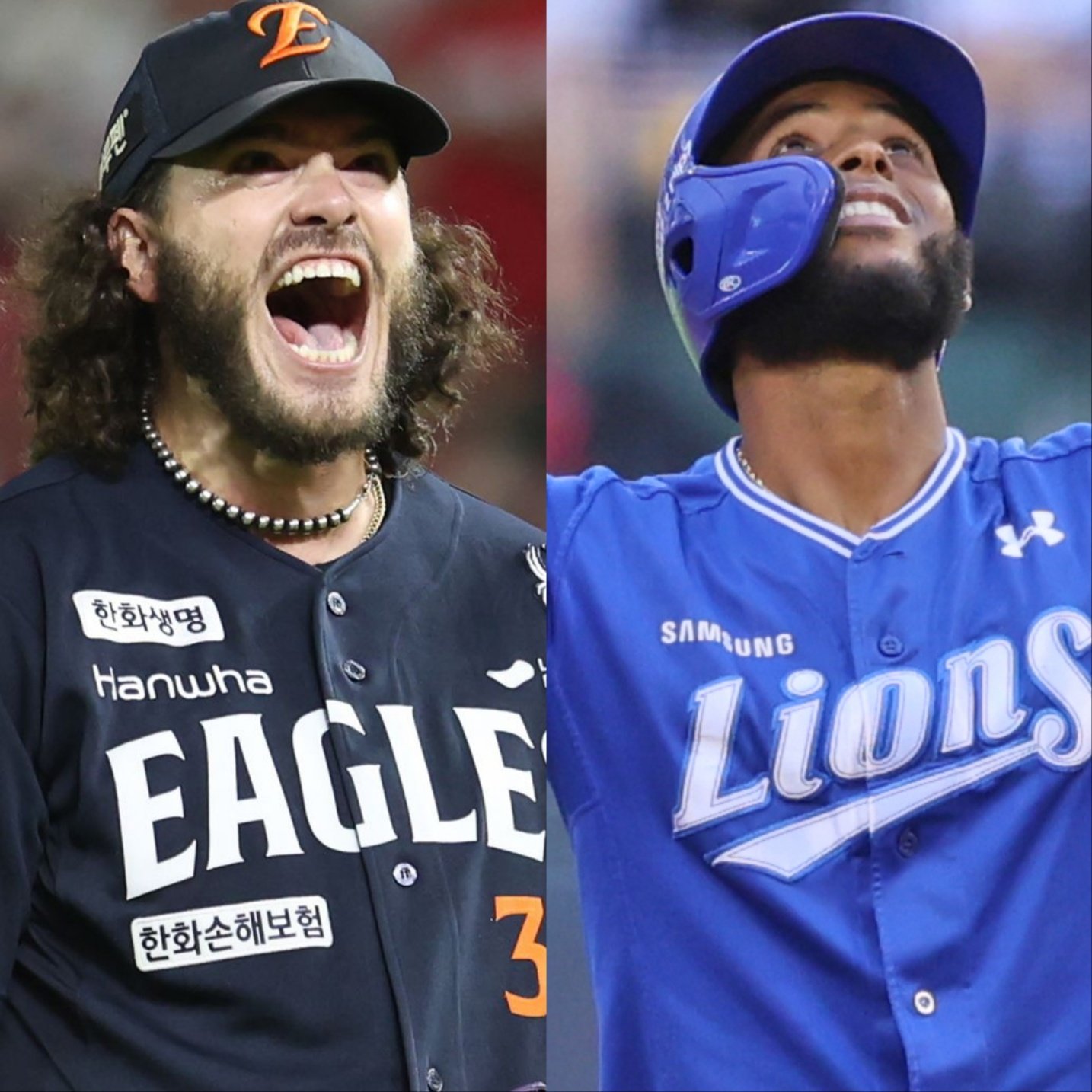 한화 코디 폰세(왼쪽)는 투수 4관왕, 삼성 르윈 디아즈는 타자 3관왕에 오르며 화려한 2025시즌을 보냈다. 사진제공｜한화 이글스·삼성 라이온즈