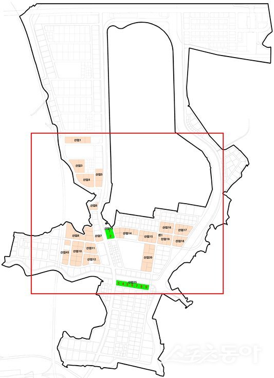 화성특례시(시장 정명근)가 송산그린시티 국가산업단지 산업시설용지 내 미래차 클러스터 9필지(총 36,567㎡)의 우선 분양 대상자를 선정하기 위해 12월 한국수자원공사 추천을 위한 공모를 실시한다(송산그린시티 남측지구 현황도). 사진제공|화성시