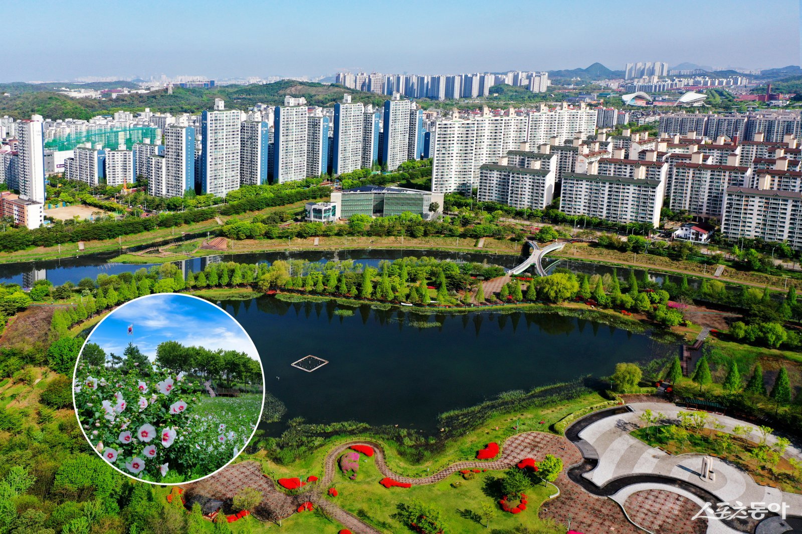 안산시는 대표 관광명소 ‘안산12경’을 소개했다(호수공원과 무궁화동산). 사진제공|안산시