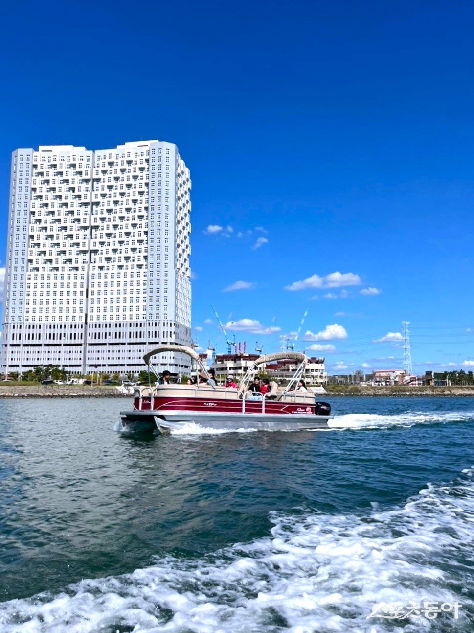시민들이 시화호에서 파티보트 체험을 하고 있다. 사진제공|안산시