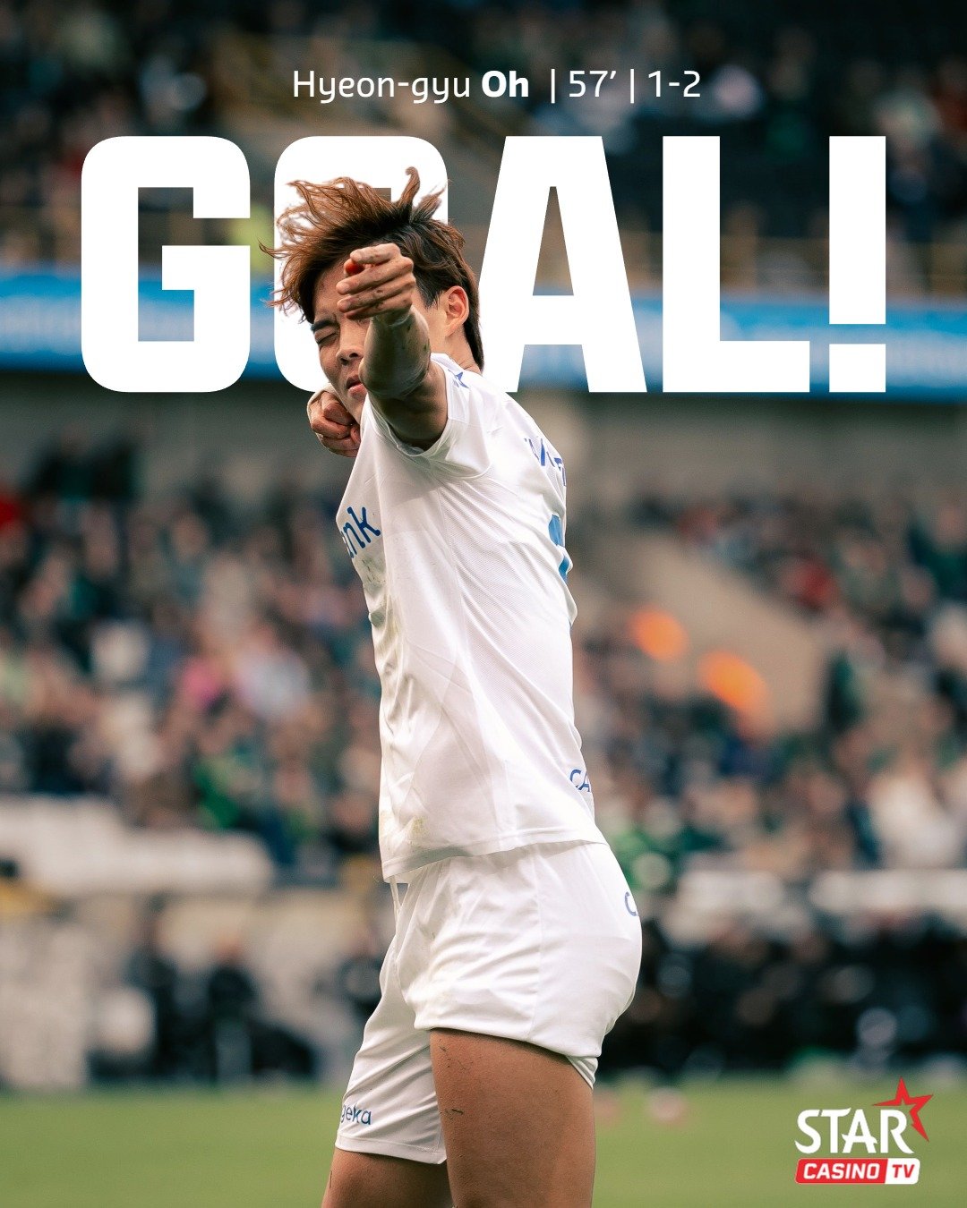 오현규는 19일(한국시간) 얀 브레이델 슈타디온에서 열린 세르클러 브뤼허와 2025~2026시즌 벨기에 프로리그 11라운드 원정경기에서 1골·1도움을 기록했다. 사진출처｜헹크 페이스북