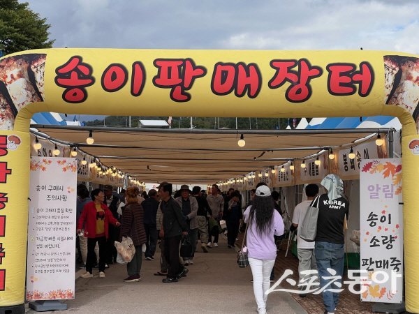 제29회 봉화송이축제 송이판매장터에 많은 관람객들이 붐비고 있다. 사진제공 ㅣ 봉화군