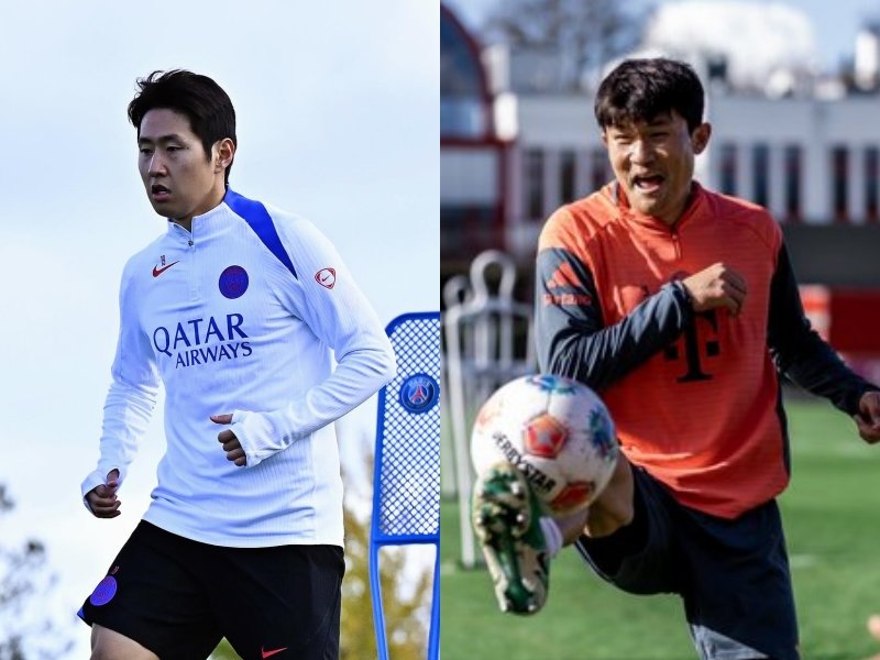 PSG 이강인(왼쪽)과 바이에른 뮌헨 김민재가 5일(한국시간) 파르크 데 프랭스에서 열린 UCL 리그 페이즈 4차전에서 맞붙었다. 이강인은 어시스트를 기록했으나, 승자는 김민재였다. 사진출처｜PSG·바이에른 뮌헨 페이스북