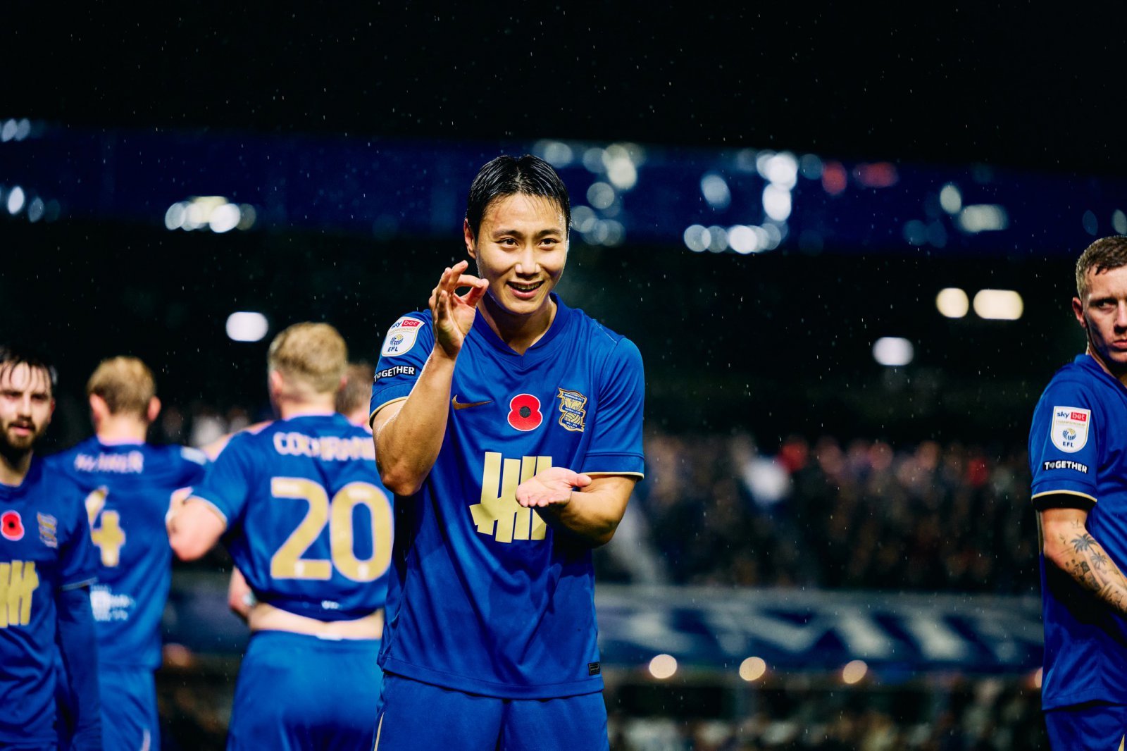 버밍엄 미드필더 백승호가 5일(한국시간) 밀월과 홈경기에서 선제골을 넣은 뒤 세리머니를 하고 있다. 사진출처｜버밍엄 페이스북