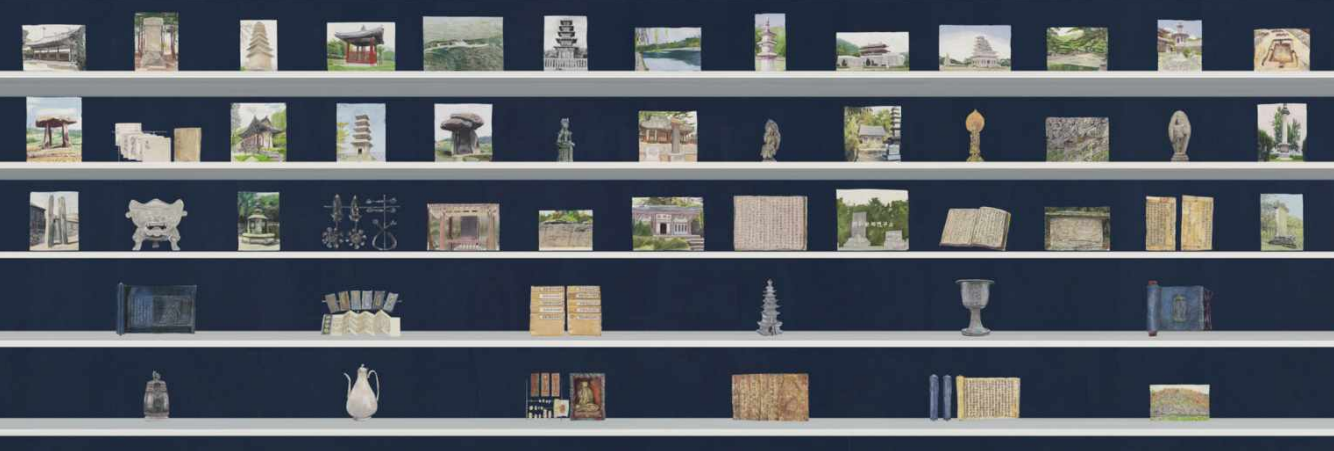 한국계 콜롬비아 작가 갈라 포라스-김의 작품을 바탕으로 제작된 ‘디지털 국보 530’ 미디어아트. 사진제공ㅣ국가유산청