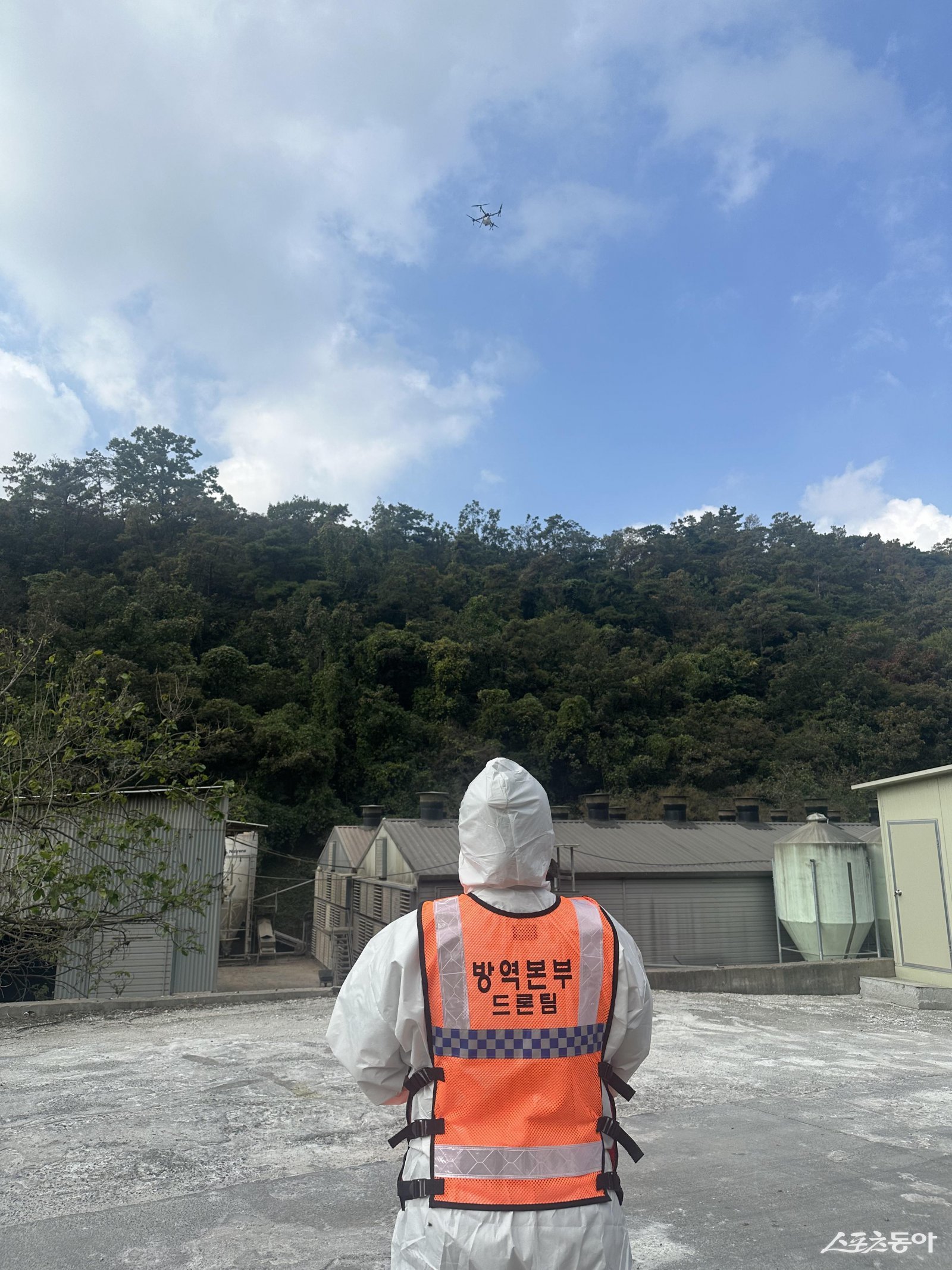 드론을 이용, 방역작업을 하고 있다. 사진제공 ㅣ 영천시