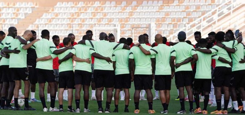 가나 대표팀 선수들은 14일 일본, 18일 한국과 원정 친선전을 치른다. 일본전을 대비한 훈련 도중 한데 모인 가나 선수들. 사진출처|가나축구협회 홈페이지