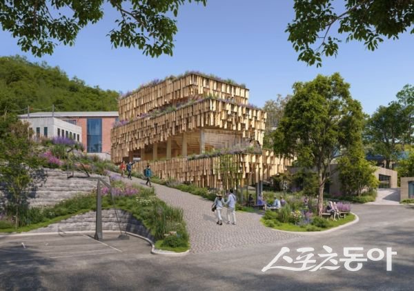 ‘진밭골 목재친화도시 목재커뮤니티센터 건립공사’ 설계작 조감도. 사진제공ㅣ대구 수성구