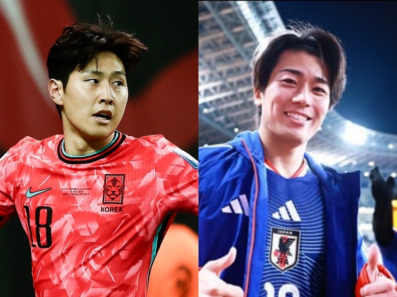 프랑스 매체 ‘레퀴프’는 한국의 이강인(왼쪽)과 일본 나카무라 게이토의 대표팀 활약을 나란히 주목했다. 대한축구협회·일본축구대표팀 인스타그램