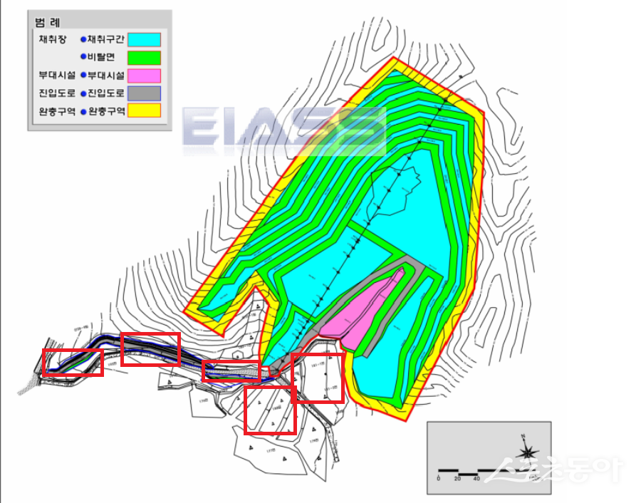 충청북도 괴산군 청천면 무릉리 일대에서 골재 파쇄업을 운영 중인 화일산업이 환경영향평가 누락, 개발행위 허가 특혜, 불법 용도 변경, 도로법 위반 등 각종 의혹에 휘말렸다. 사진제공|공익 제보자