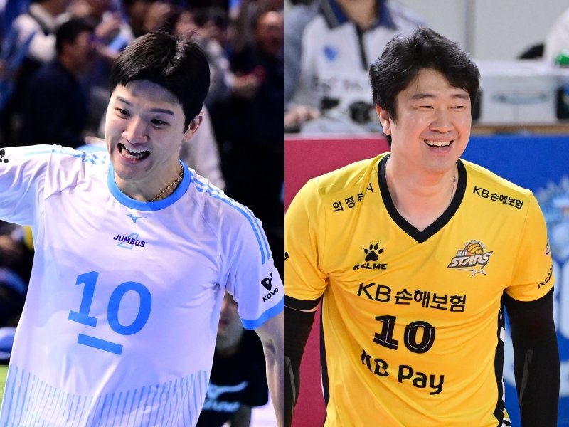 동아일보, 스포츠동아, 채널A가 주최하고 스포츠동아가 주관하는 ‘2025 동아스포츠대상’이 12월 2일 오후 3시 서울 성북구 고려대학교 백주년기념삼성관에서 열린다. 프로배구 남자부에서는 현대캐피탈 정지석이 유력한 수상 후보지만, 대한항공 정지석(왼쪽)과 KB손해보험 나경복(오른쪽)도 만만치 않은 경쟁자다. 사진제공|KOVO